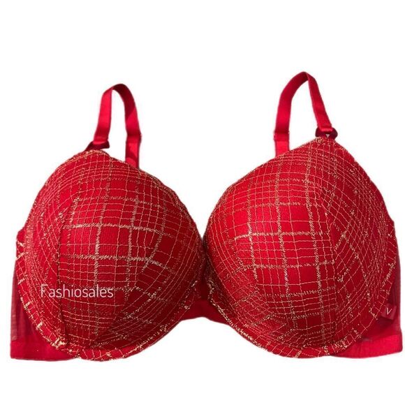 Victoria's Secret Other - Victorias Secret Push Up Padded Metallic Lace bra red and gold
